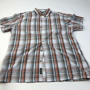 Eddie Bauer Large Outdoor Gray EUC Mens Button Front Short Sleeve Casual Shirt